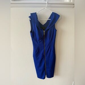 Ted Baker Royal Blue Zip-Front Mini Dress